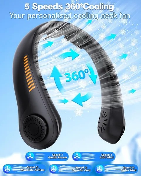 Portable Neck Fan (360 degree cooling) - MyHomeGoodies.com